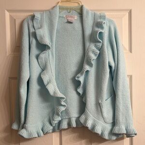 Elegant Light Blue Ruffled Cardigan